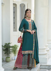 Bluming Chinon Salwar Suit in Rama